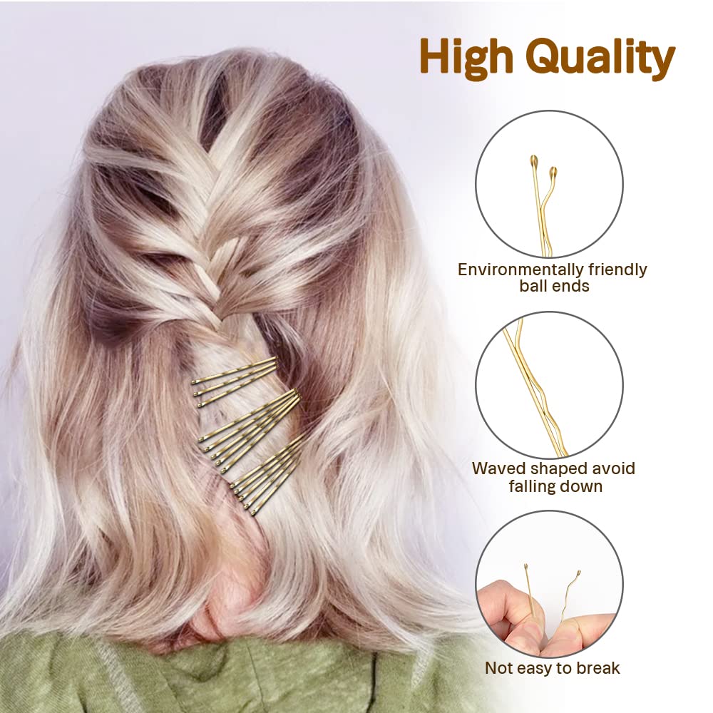 Two point two inch MORGLES blonde bobby pins demonstrating elastic flexibility and high quality metal build