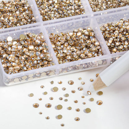 Beadsland gold crystal nail art gems in organized storage container