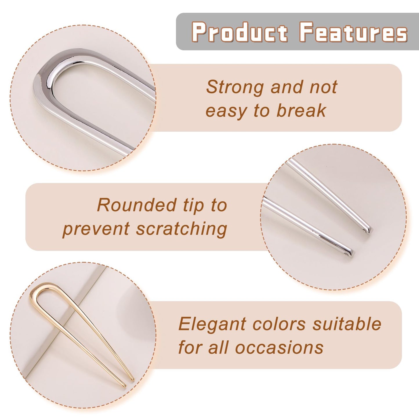 Premium gold French twist hair pin showcased on a minimalist background.
