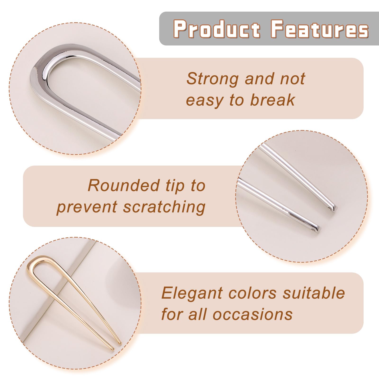 Premium gold French twist hair pin showcased on a minimalist background.