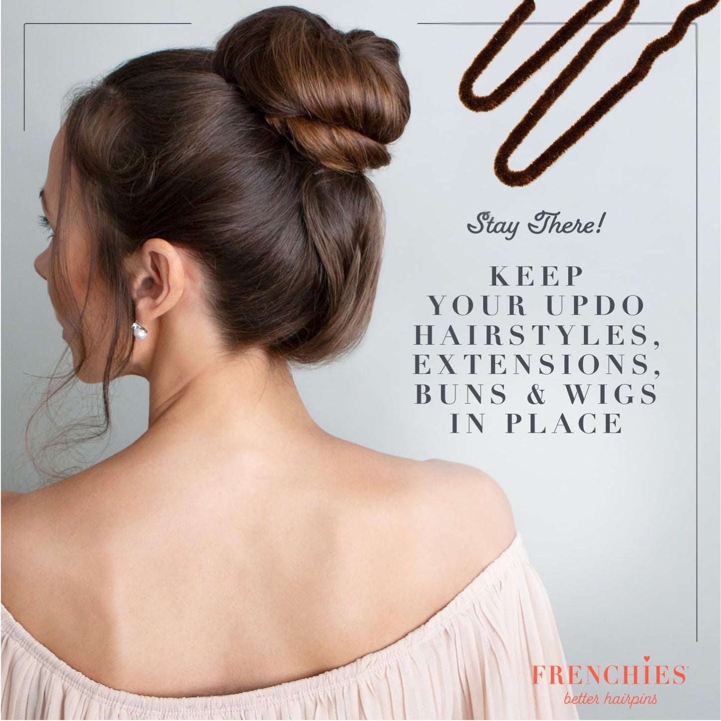 Side view of professional Frenchies no slip bobby pins for secure extension placement.