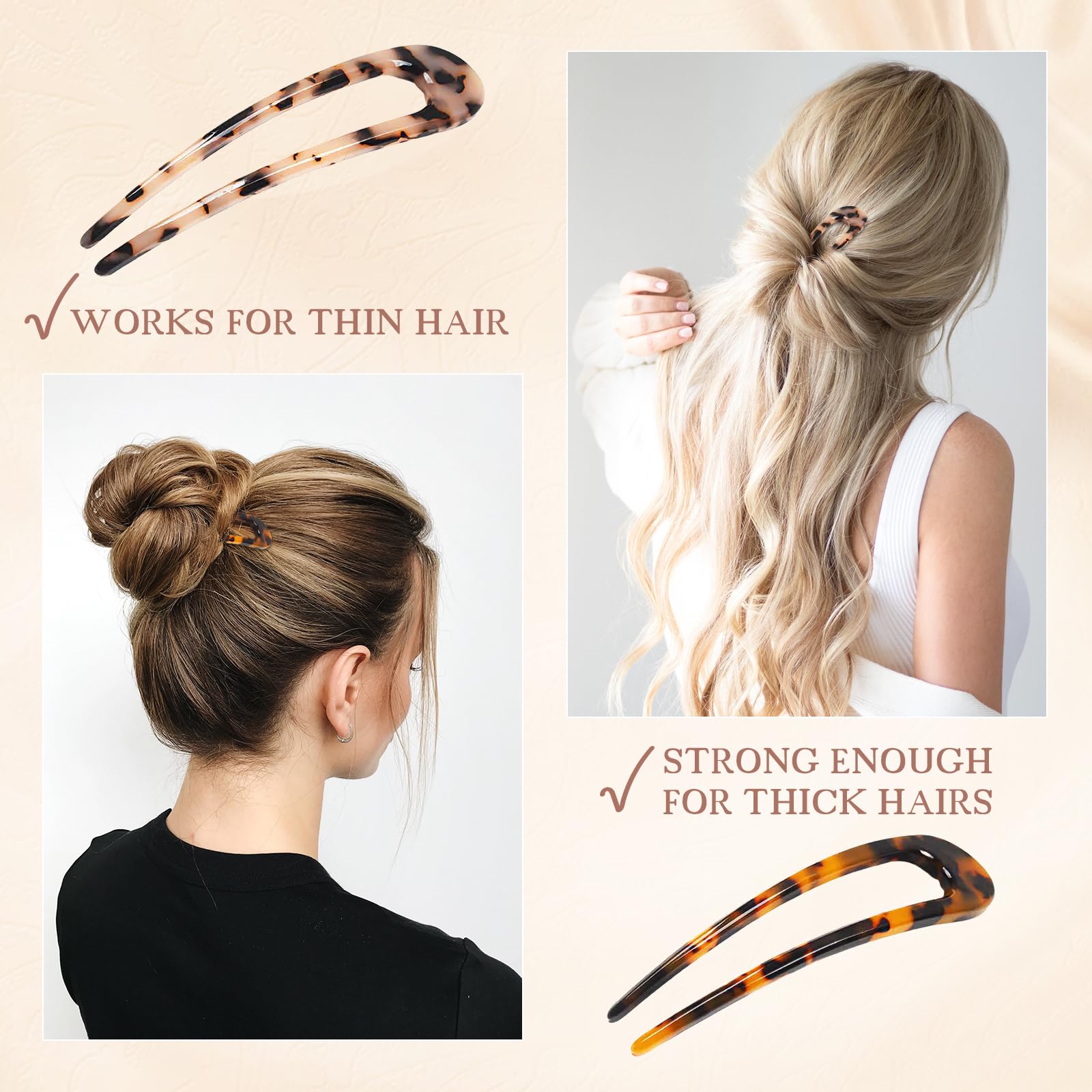 Two prong chignon pin hair accessory showing the smooth premium gloss texture.