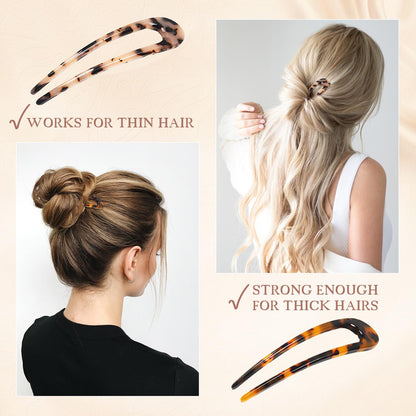 Two prong chignon pin hair accessory showing the smooth premium gloss texture.