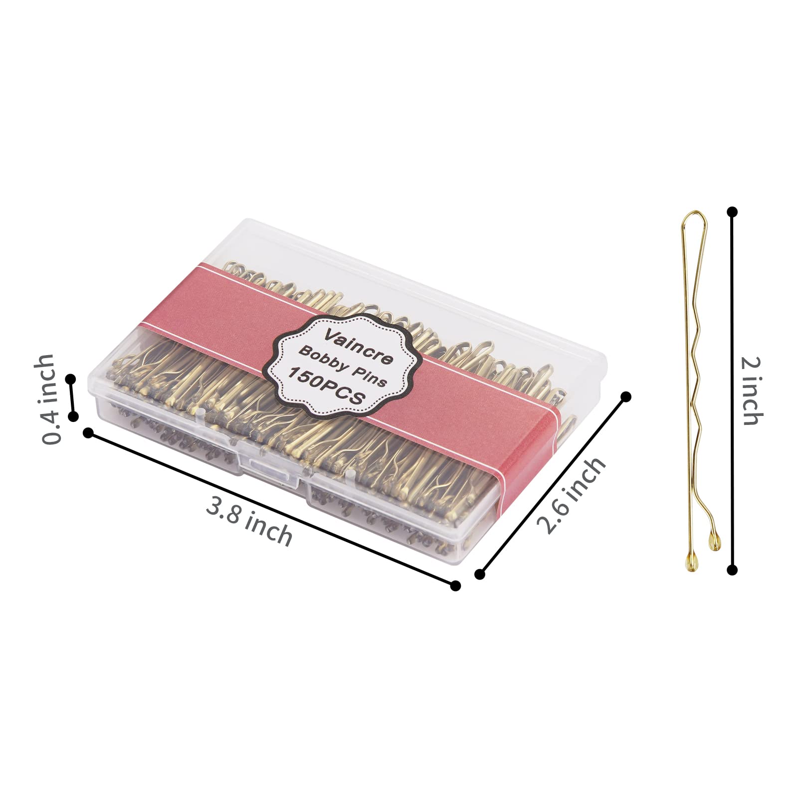 Vaincre gold hair pins showing the curved design and protective rubber tips