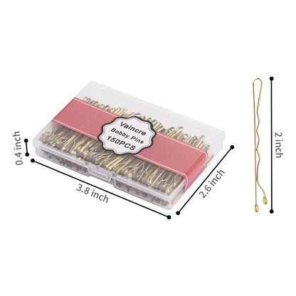 Vaincre gold hair pins showing the curved design and protective rubber tips