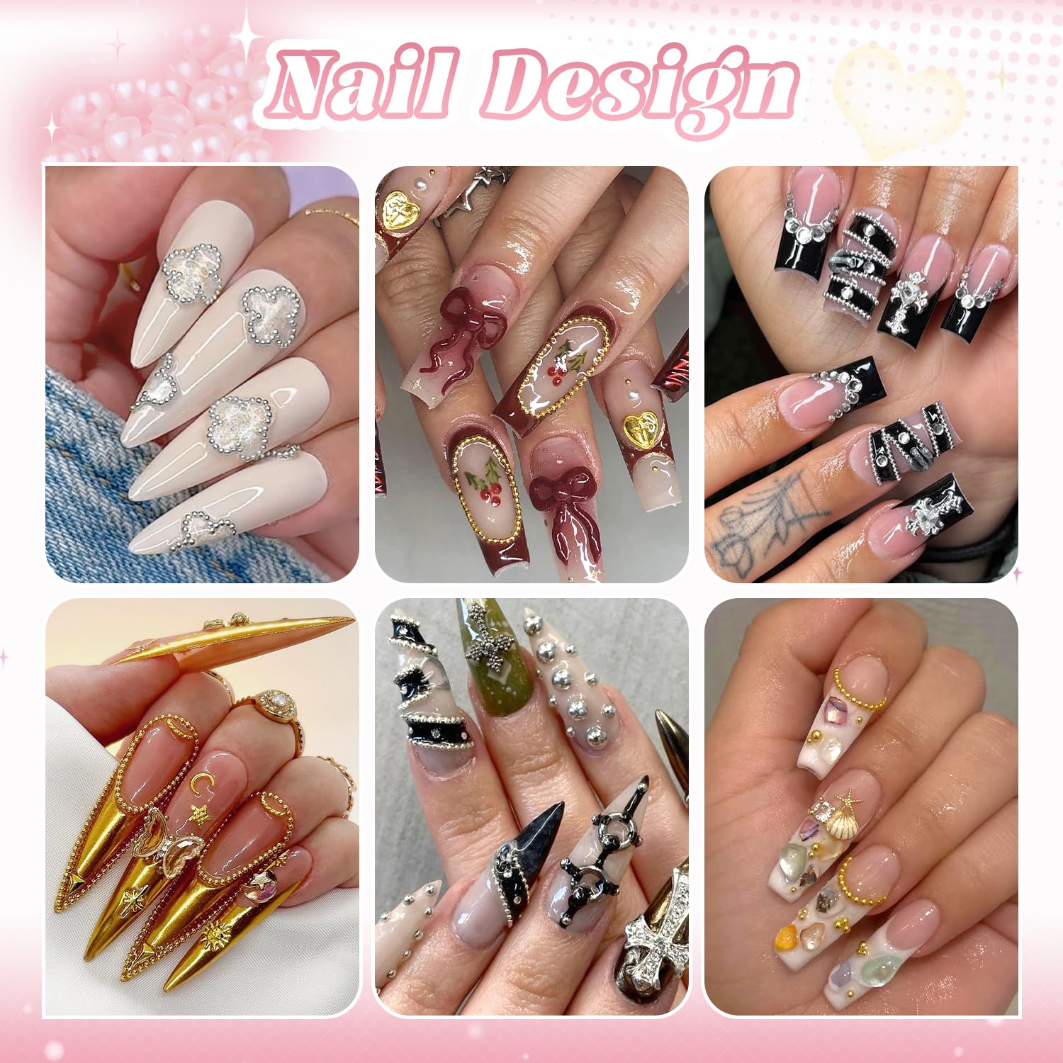 Hand model showing professional nail art using Belleboost metal micro beads