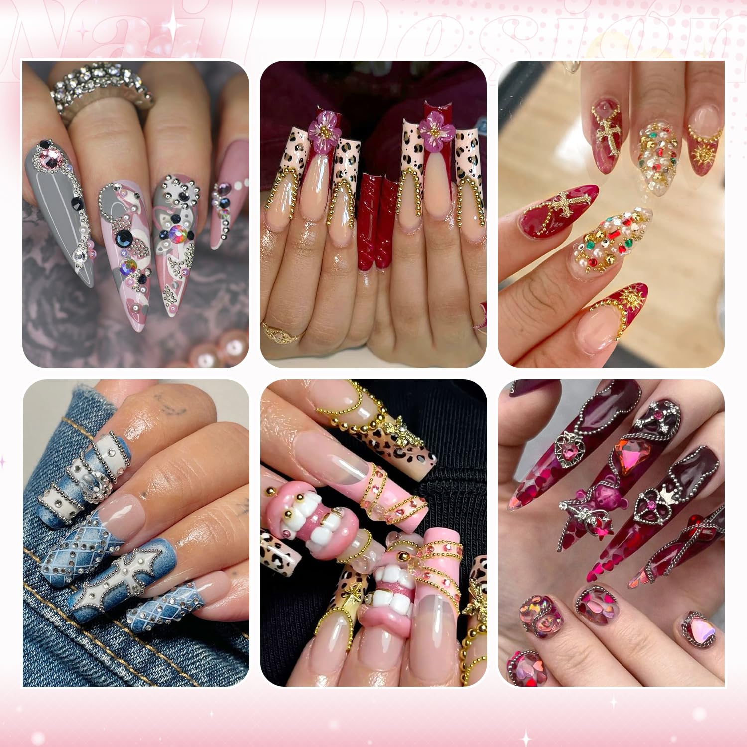 Top down view of Belleboost caviar nail beads set organized in clear box