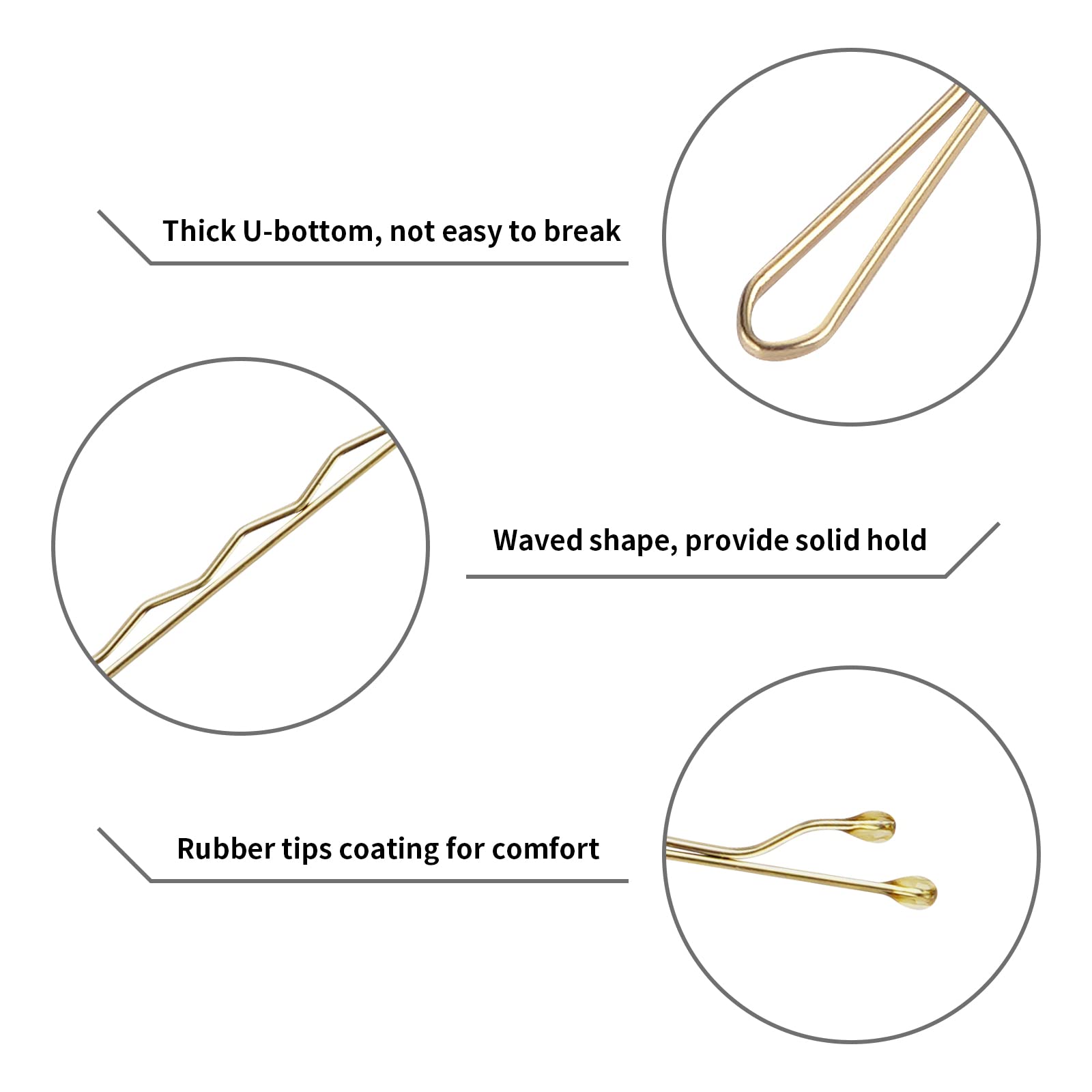 Vaincre two inch bobby pins for blonde hair displayed on a styling surface