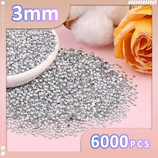 Close up of 3mm clear flatback resin rhinestones