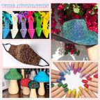 Nail art and craft design examples created with the rhinestone kit