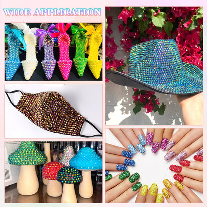 Examples of decorated items using Belleboost resin rhinestone kit