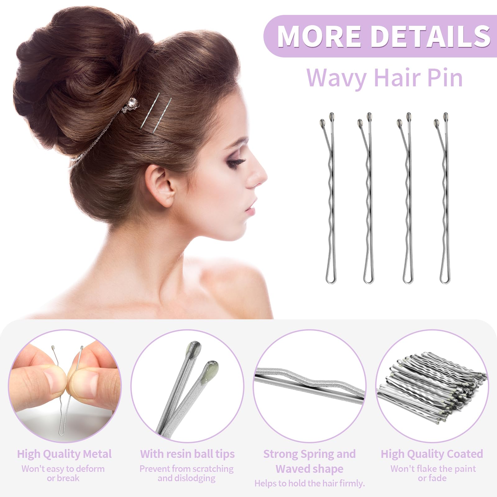 Premium metallic hair grips in silver finish for women styling