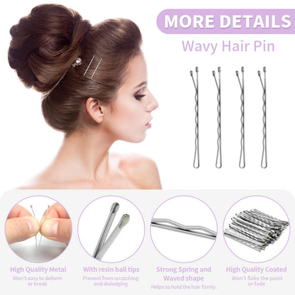 Premium metallic hair grips in silver finish for women styling