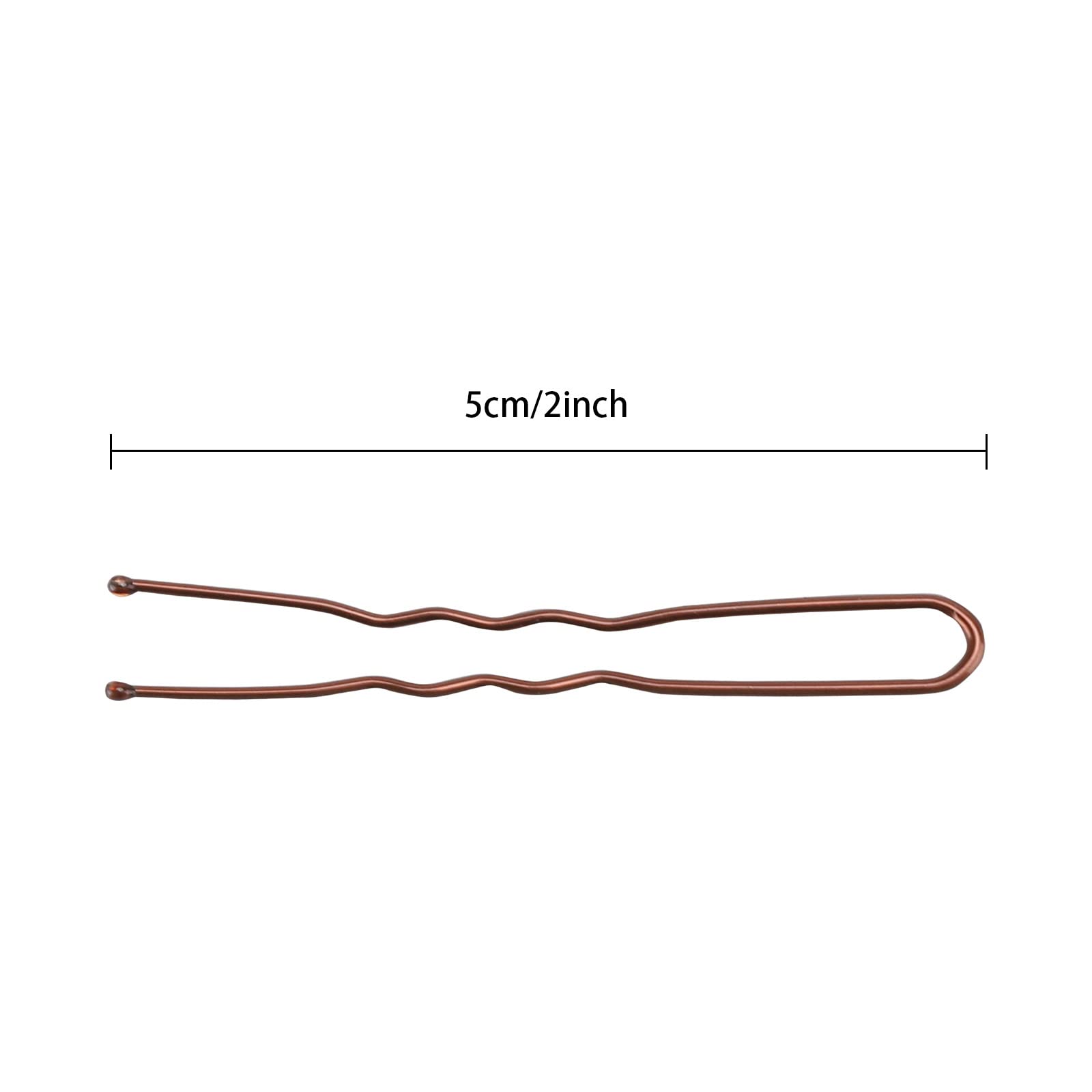 Bulk packaging containing 300 pieces of two inch brown hair pins organized neatly inside a transparent storage box.