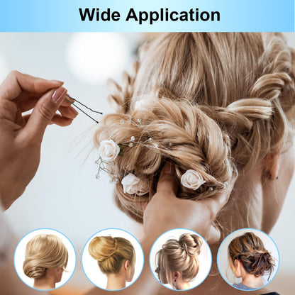 Fosvrde professional grade black hair pins demonstrating scalp safe rounded ends.