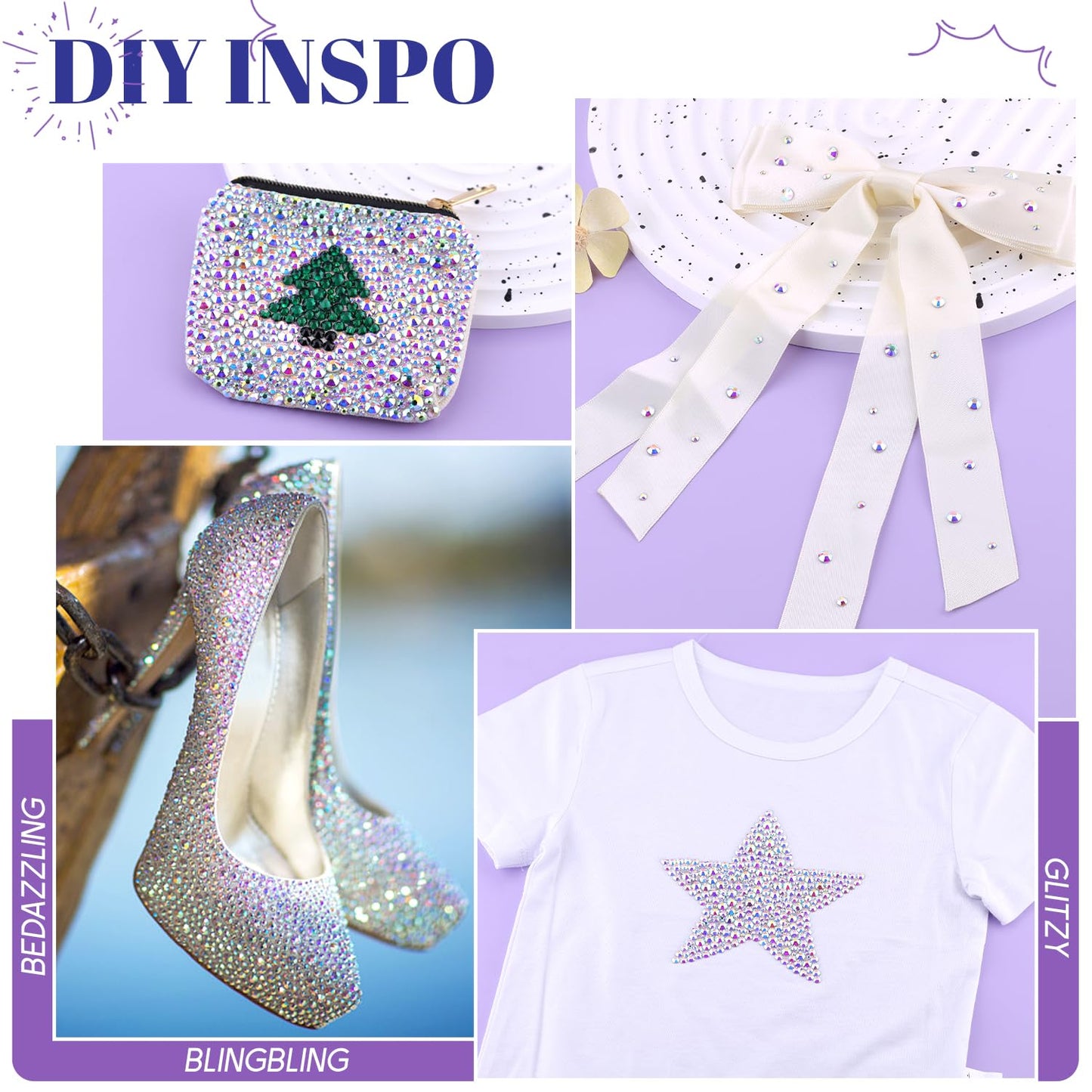 Detailed view of faceted glass rhinestones for crafting