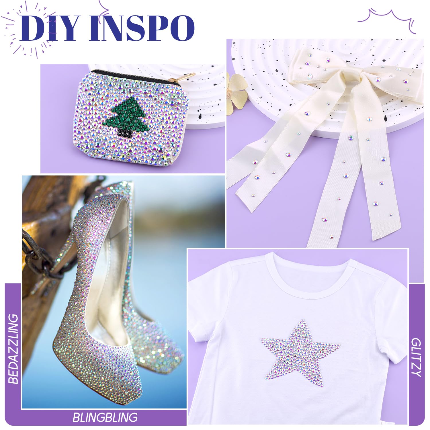Detailed view of faceted glass rhinestones for crafting