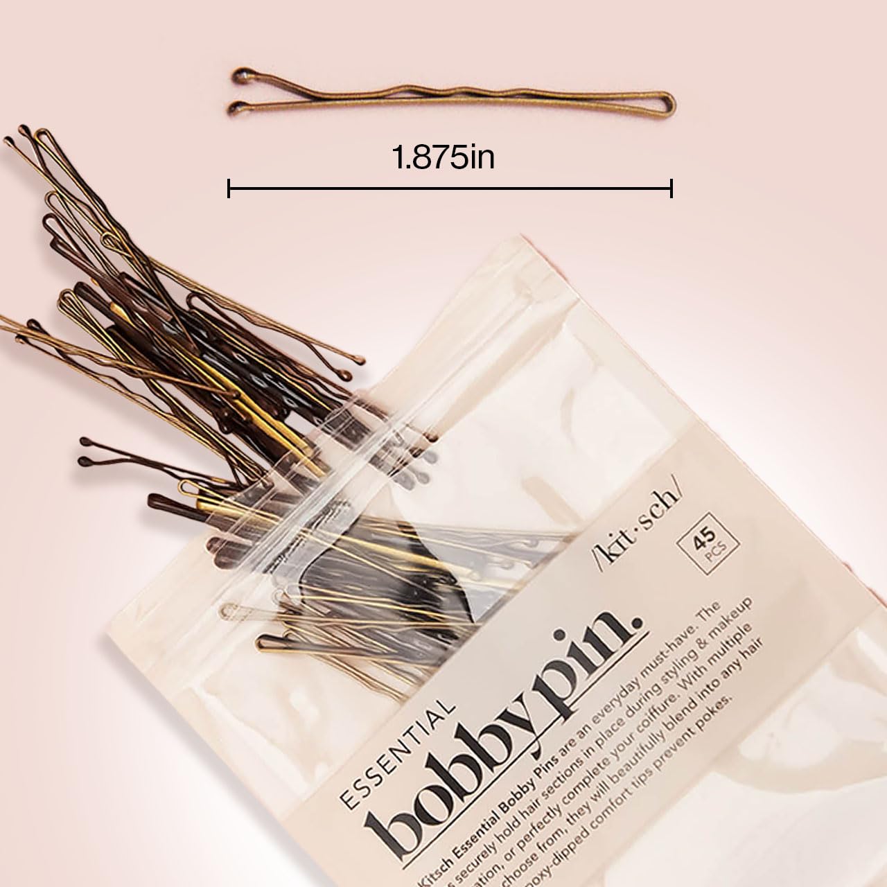 Kitsch blonde metal hair pins Forty Five piece arrangement close up