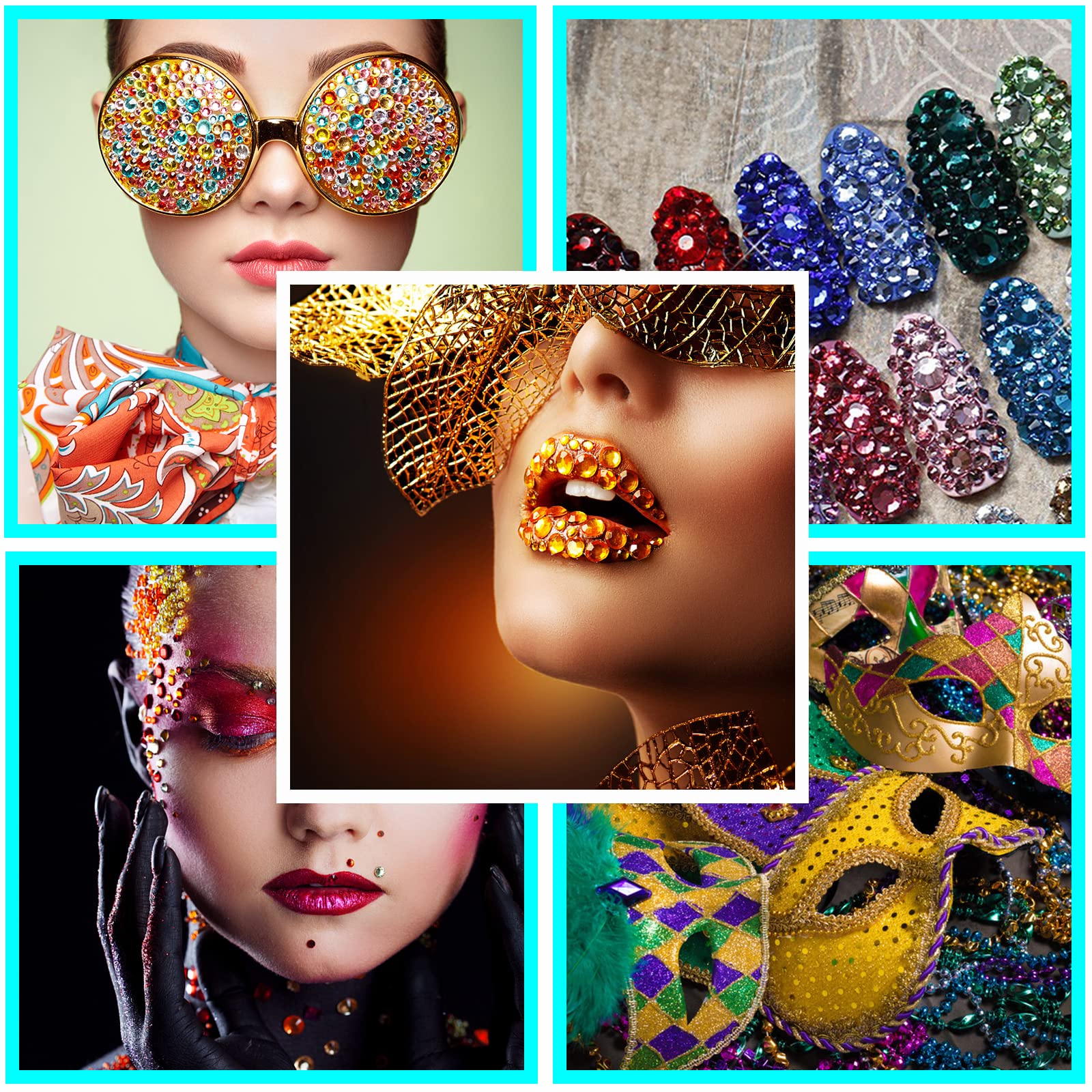 Ketsicart rhinestone stickers applied to model face for festival makeup