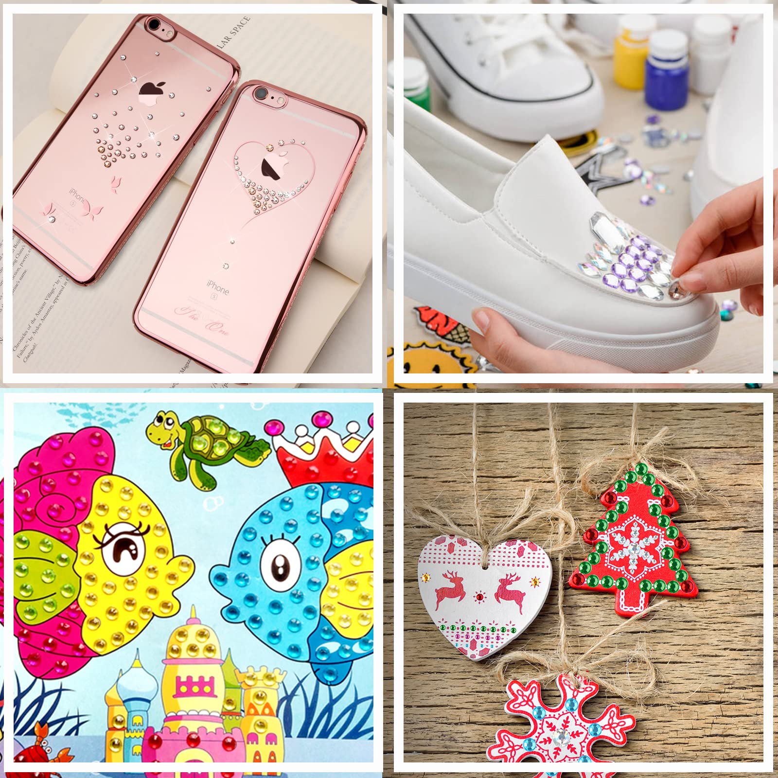 Detailed view of Ketsicart acrylic rhinestone finish and adhesive back