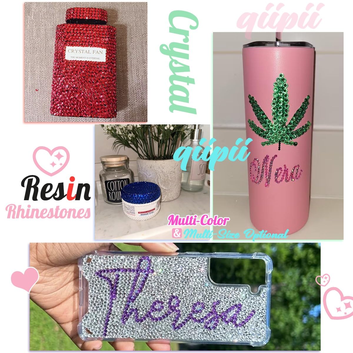 DIY craft project decorated with ruby red flatback resin gems