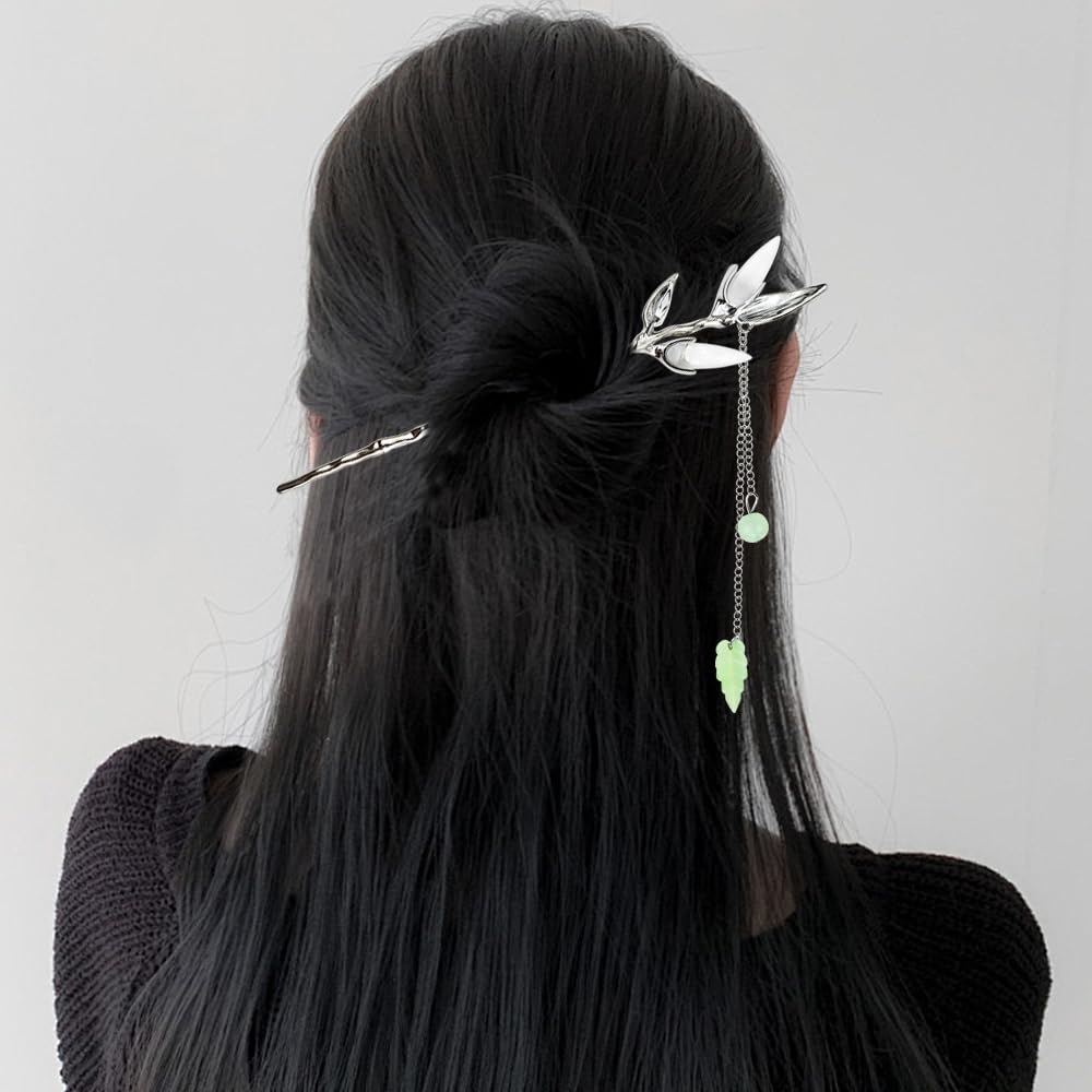 Six piece set of Asian style Hanfu metal hair sticks laid out on a clean surface.