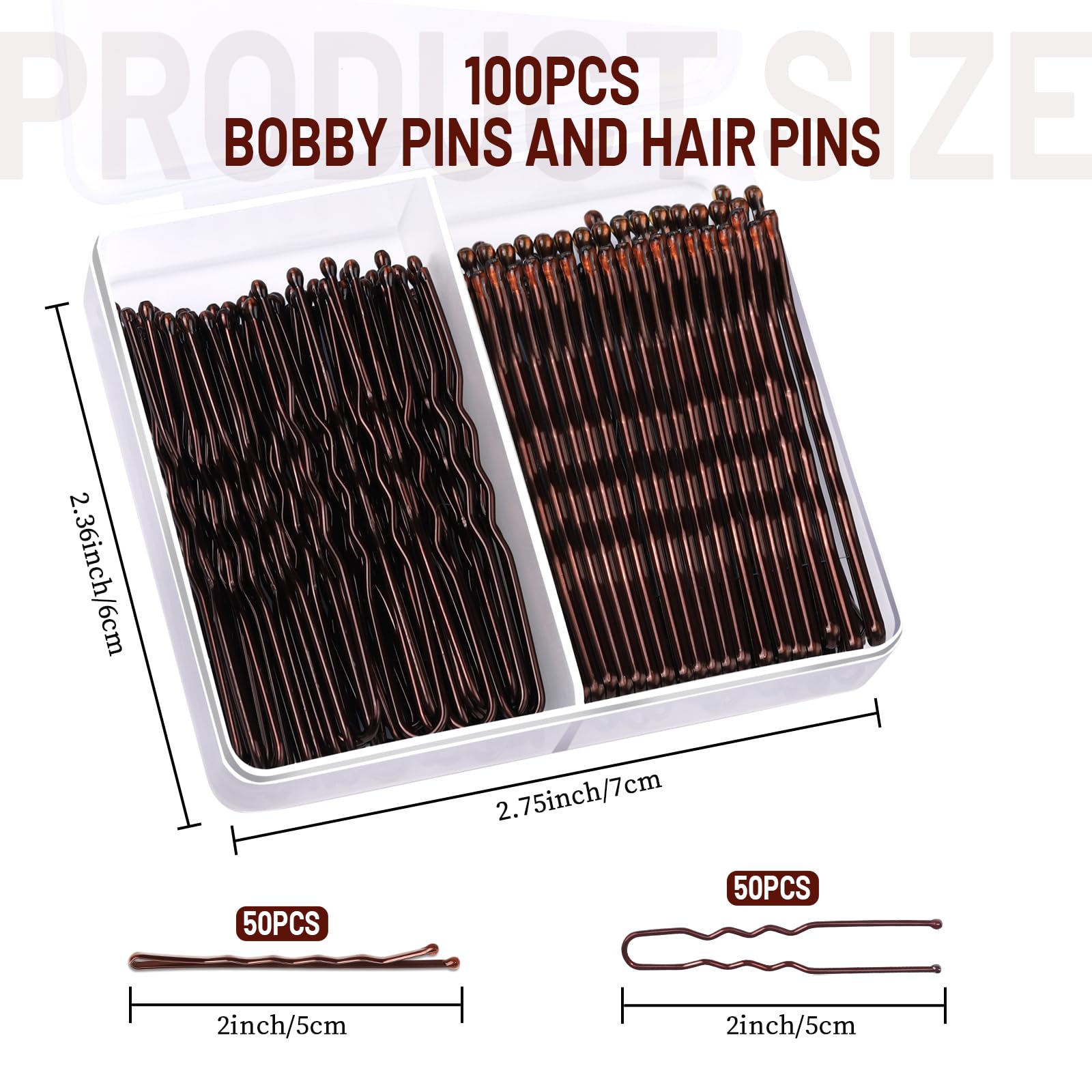 Brown hair pins for buns close up detailing durable metal construction