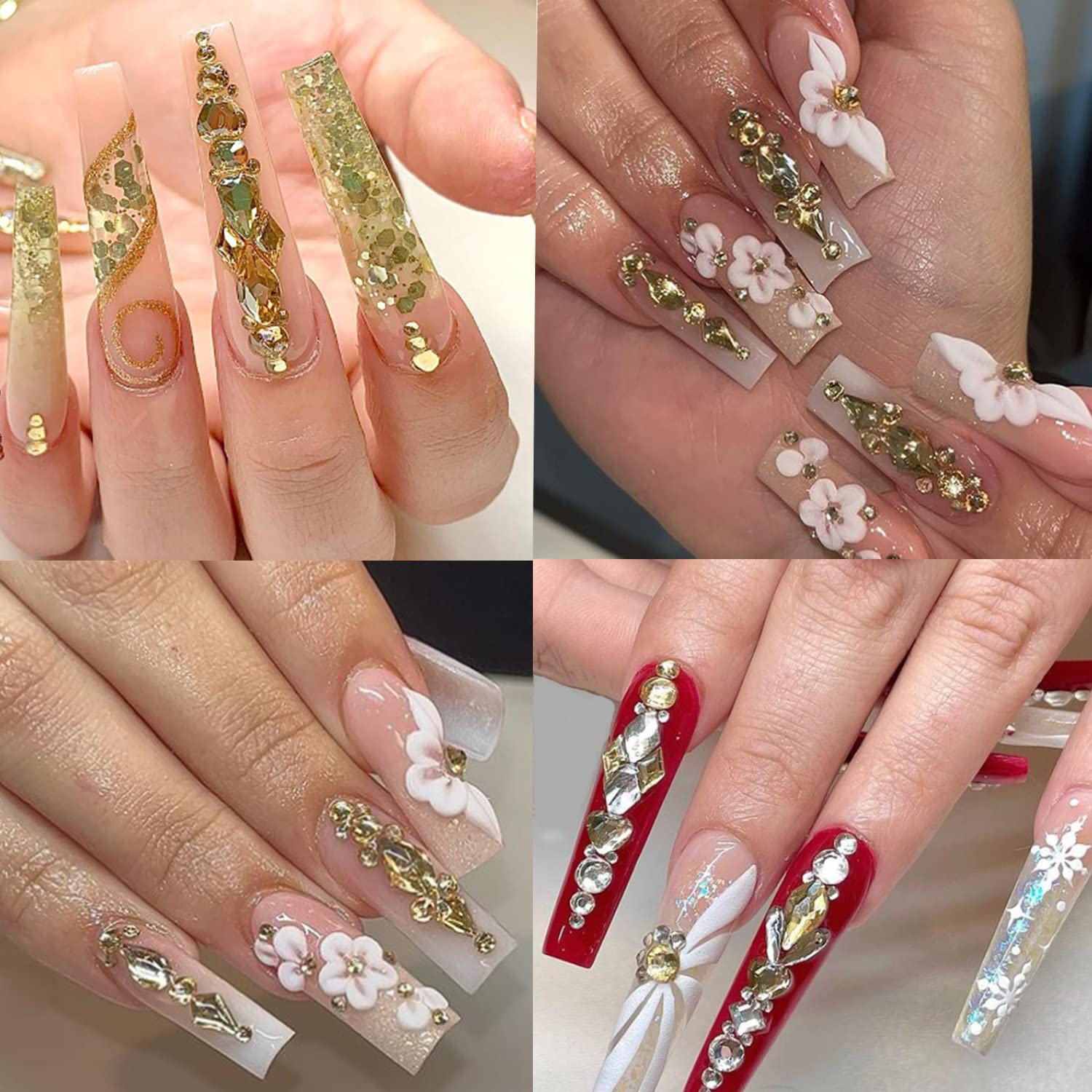 Variety of flat back crystal sizes for diy decorations.