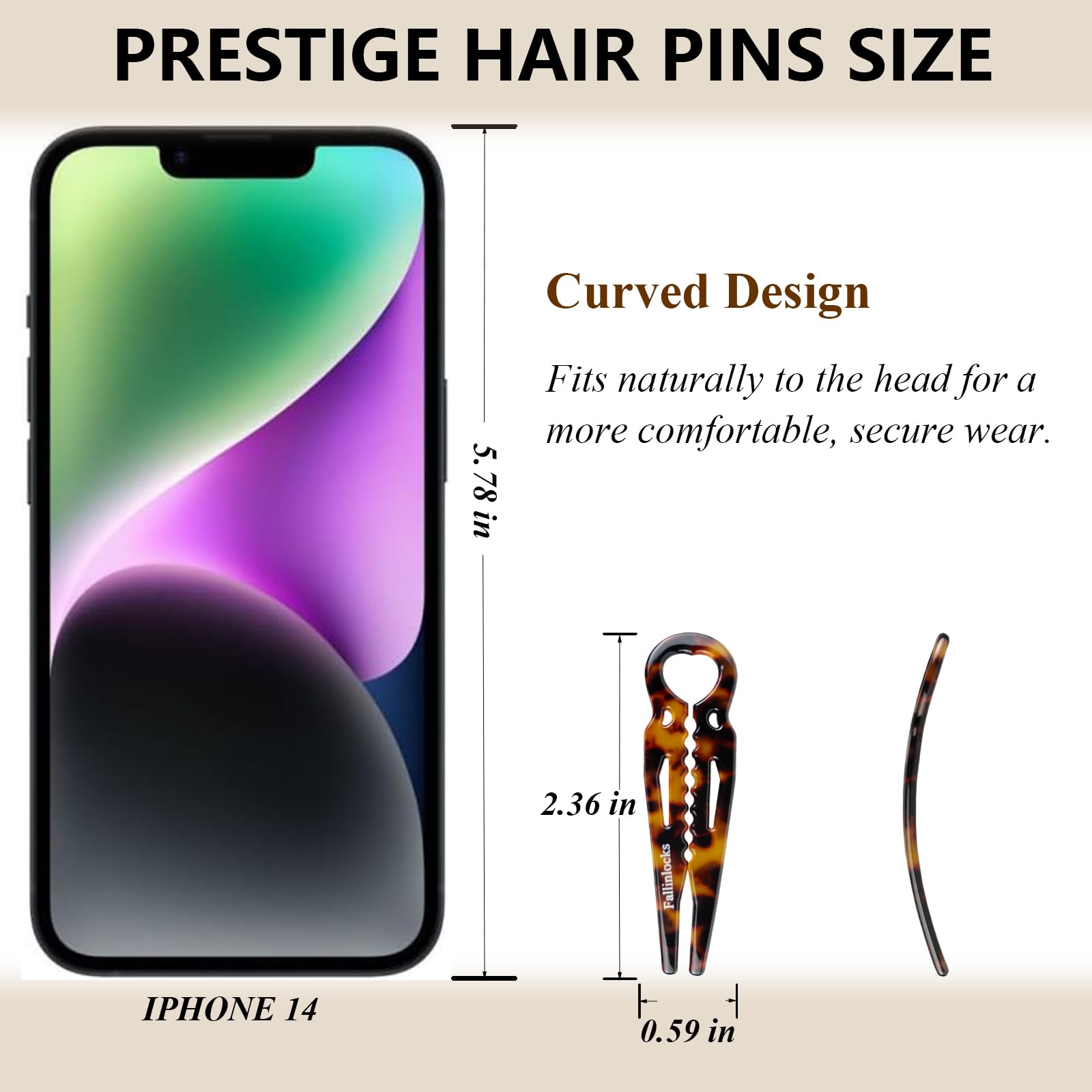 Close up view of the 2.36 inch small U-shaped styling pins showcasing the anti-slip serrated design.