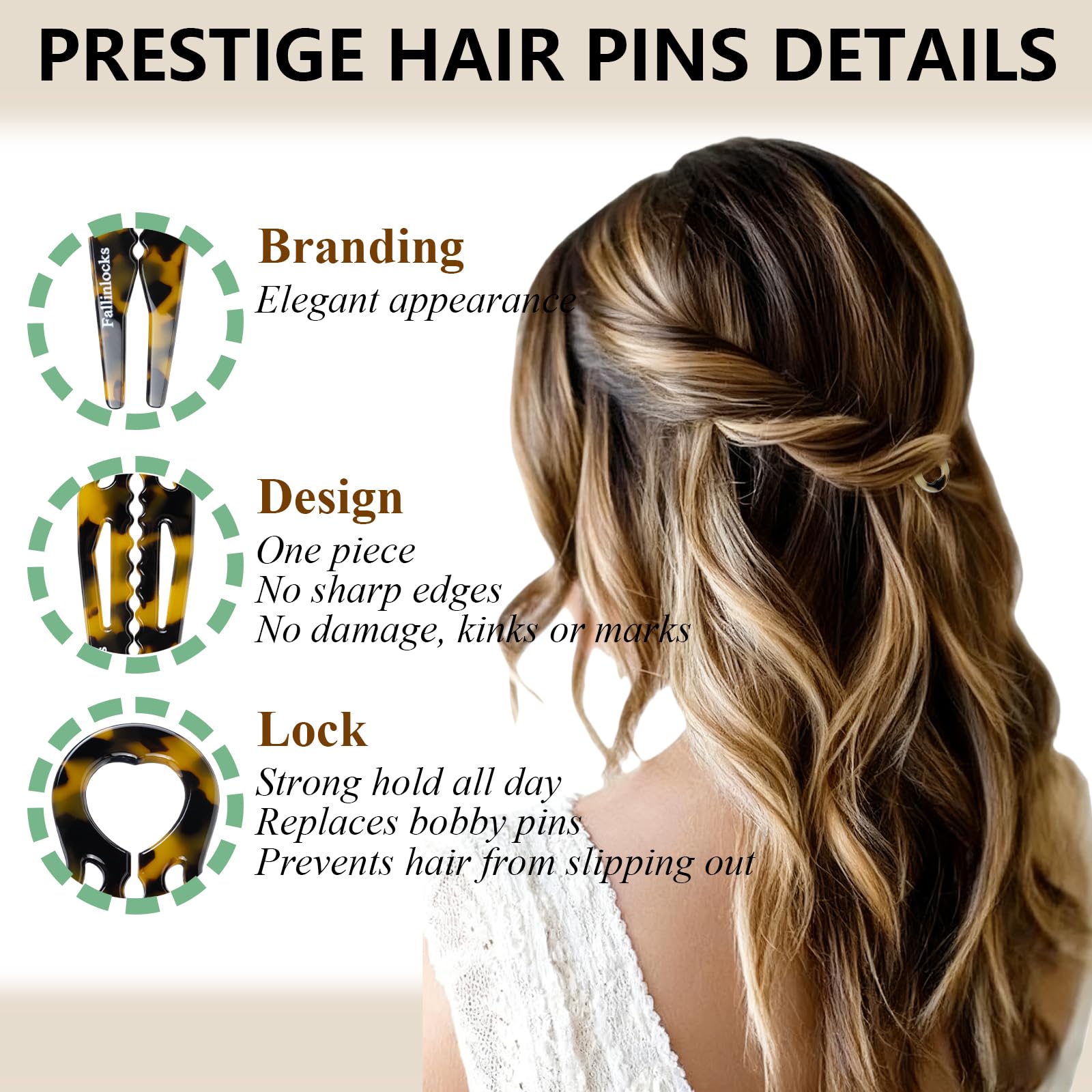 Side profile of the premium Jimmidy acetate hairpin highlighting the comfortable head-hugging curved shape.