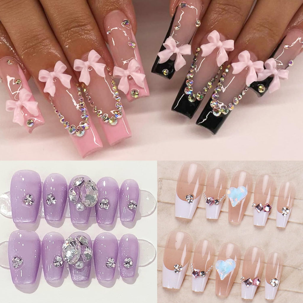 Complete packaging view of Kasither nail charms and gems set