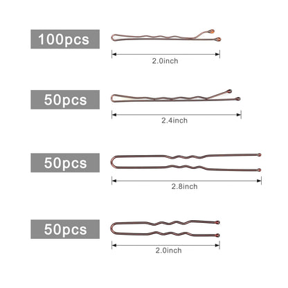Jelara wavy bobby pins in two inch and two point four inch sizes displayed side by side