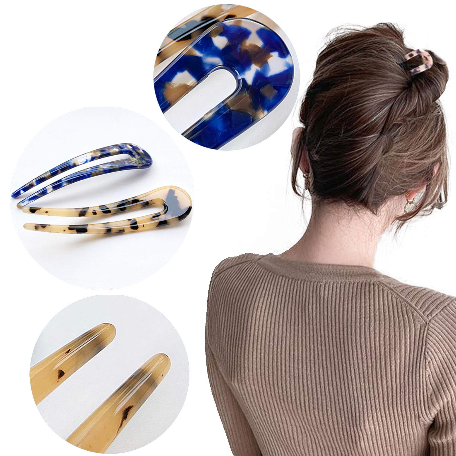 HYFEEL 4.3 inch vintage style U-shaped hair clips for thick and thin hair styling.