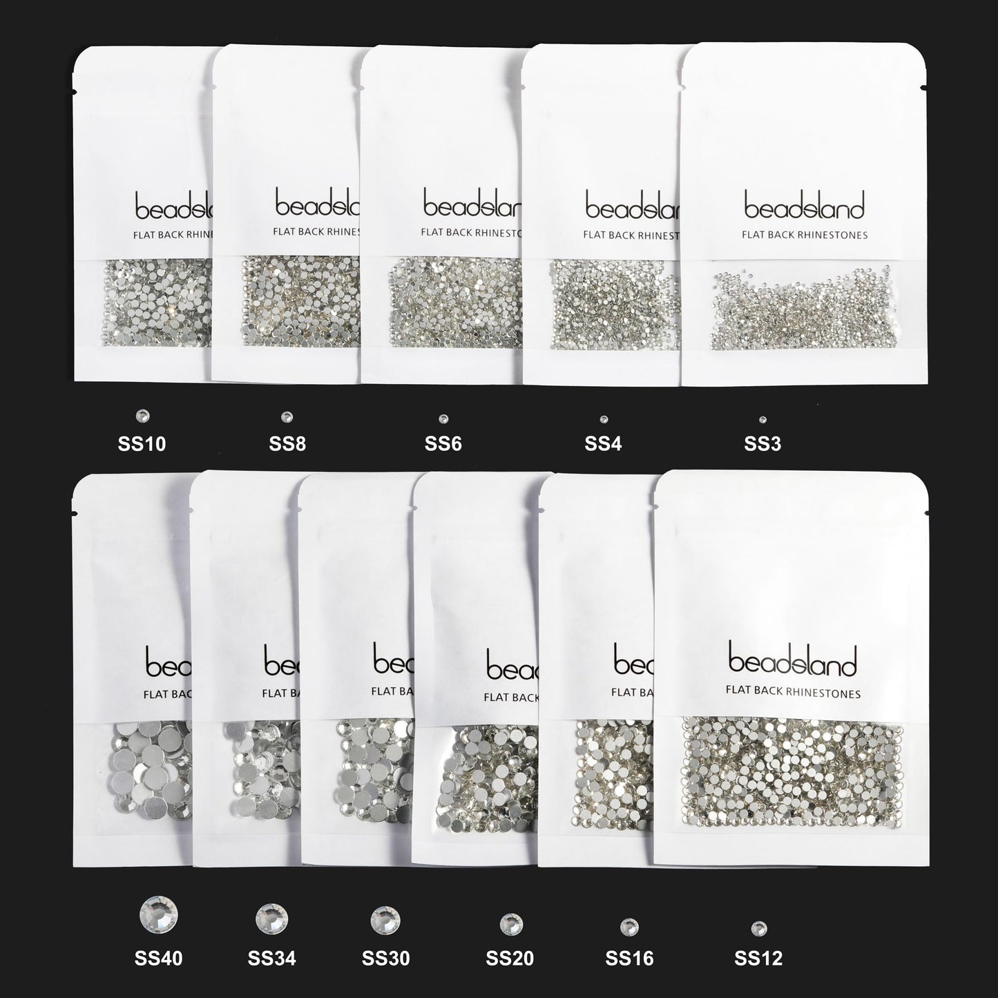 Hand holding pack of Beadsland flat back round gems