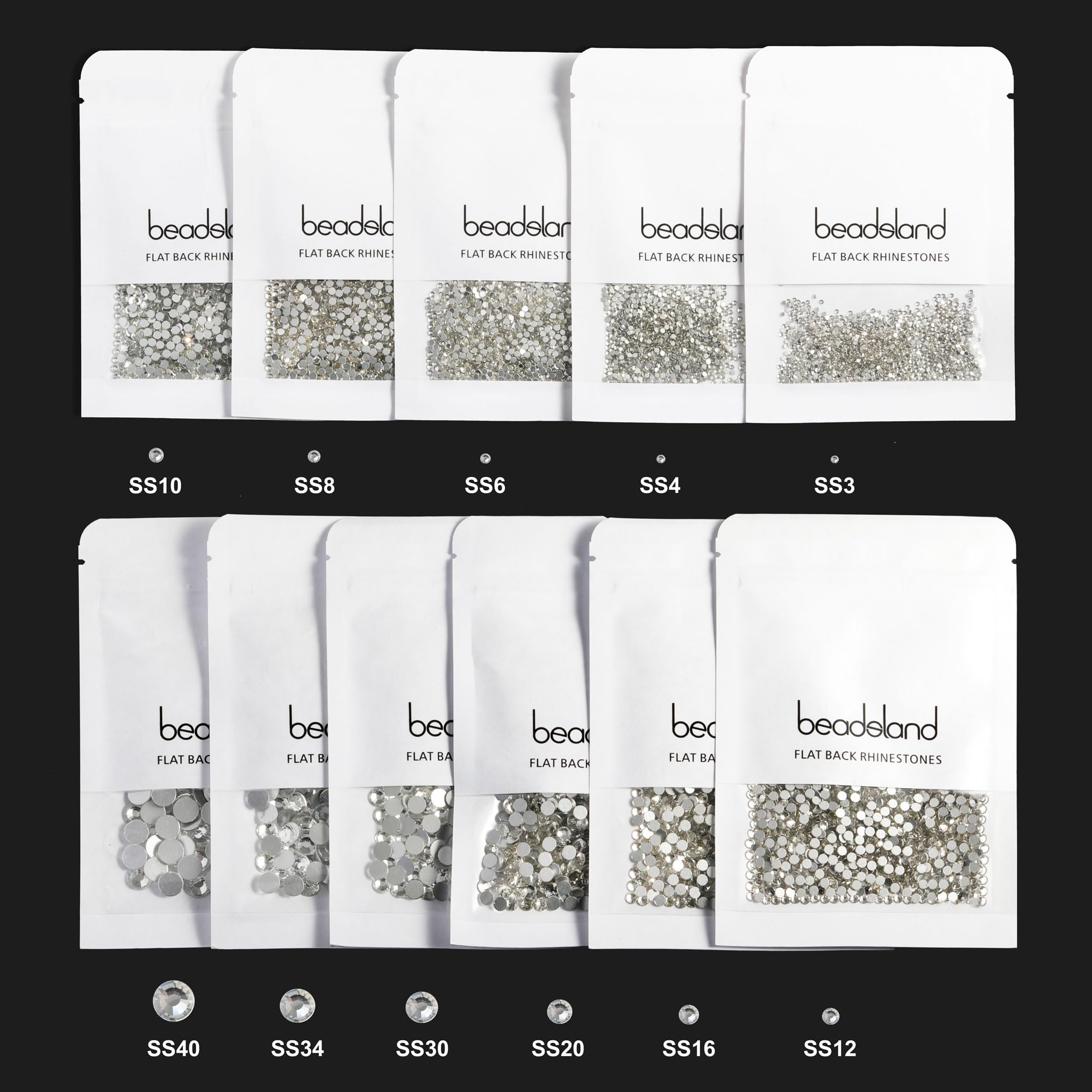 Hand holding pack of Beadsland flat back round gems