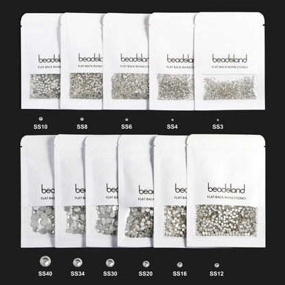 Hand holding pack of Beadsland flat back round gems