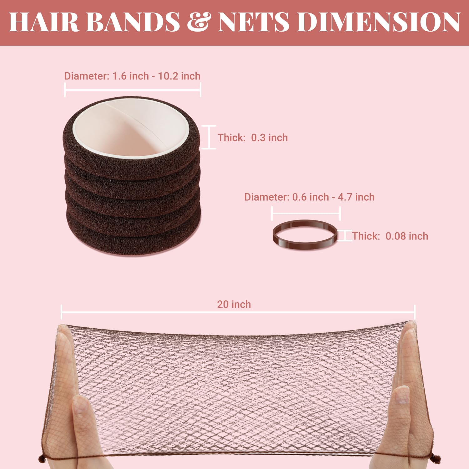 Detailed layout of the multiple sizes of hair accessories including two inch and two point seven inch bobby pins.