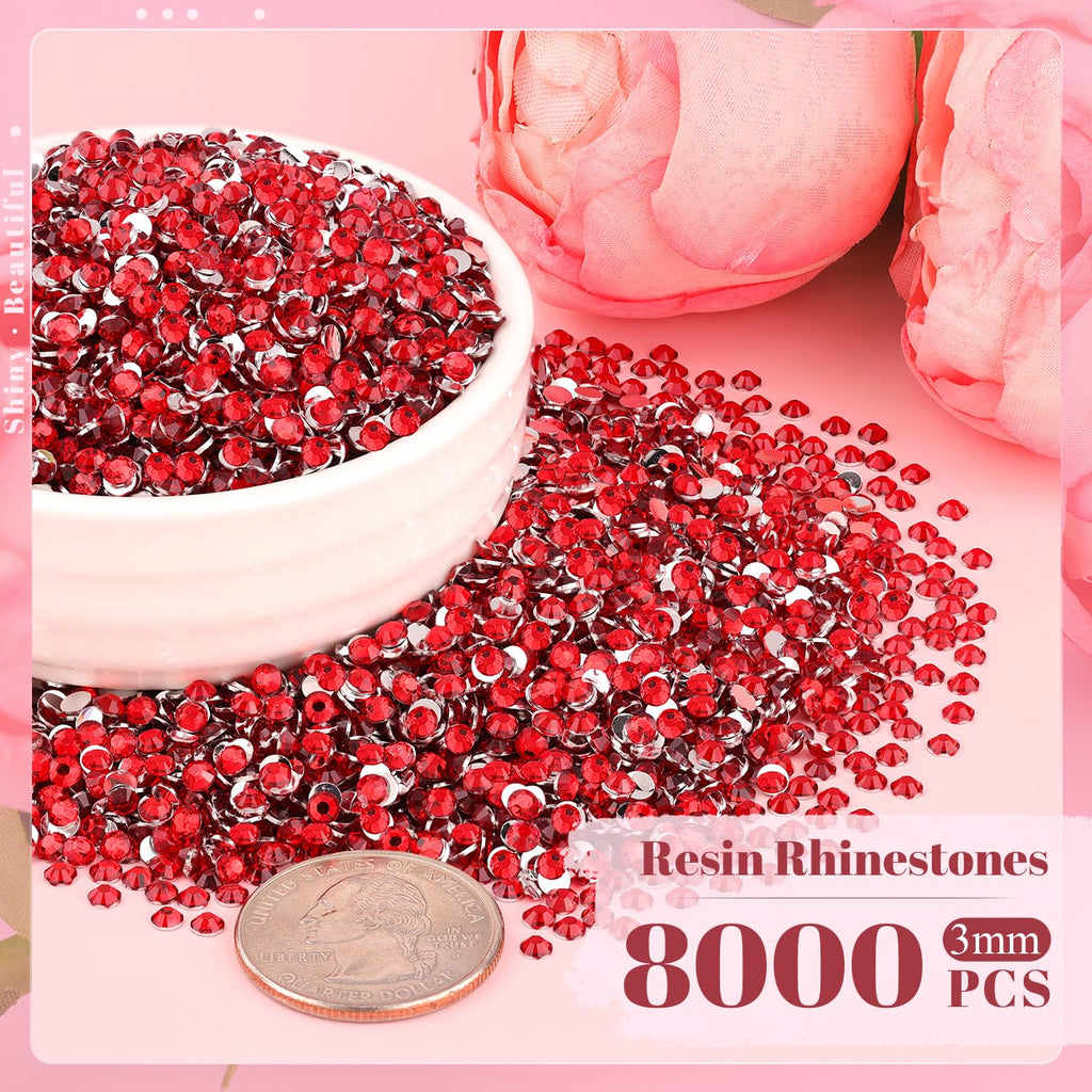 Belleboost 3mm red flatback crystals close up