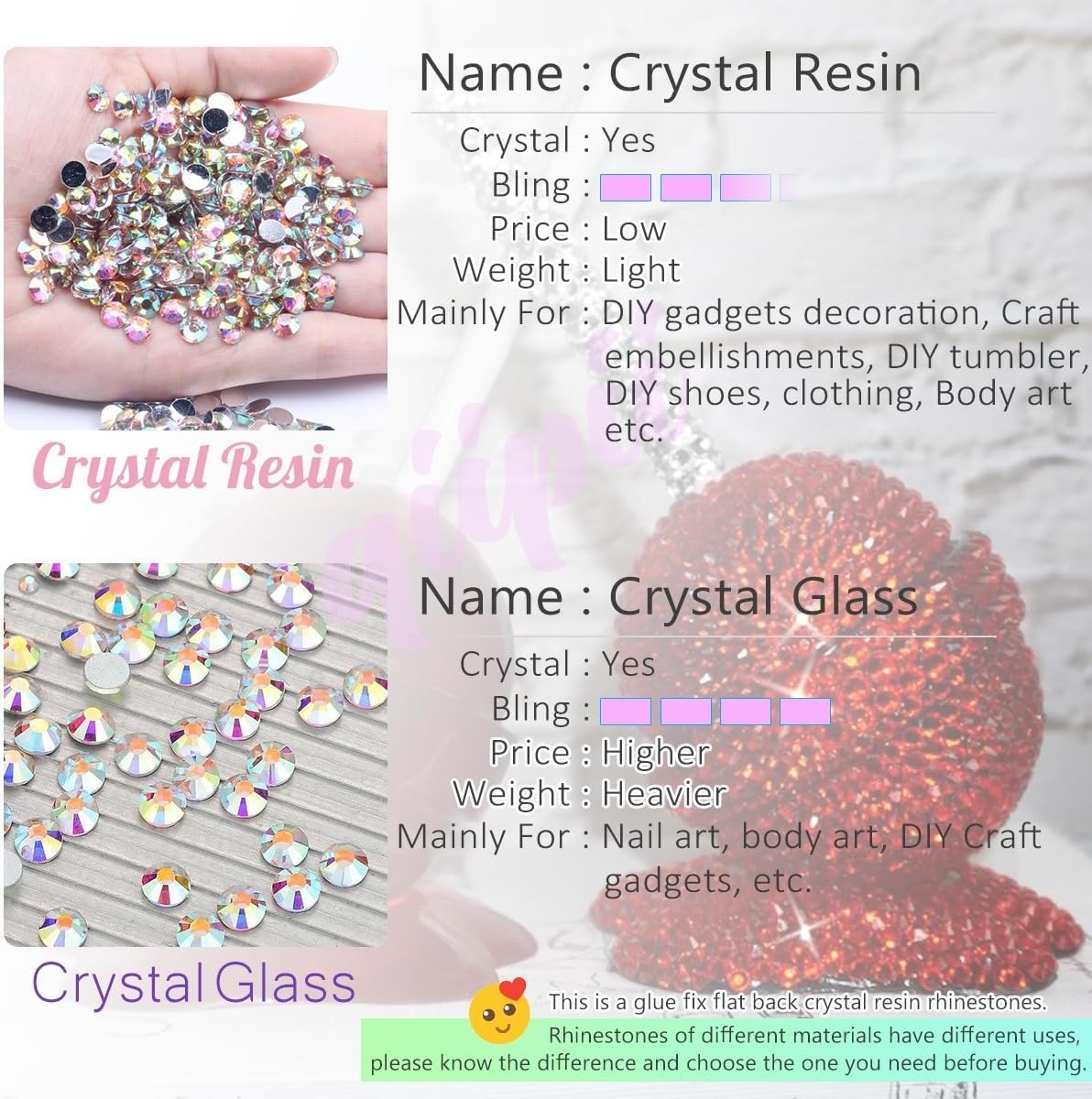 Bulk pack of red crystals for face and eye makeup craft
