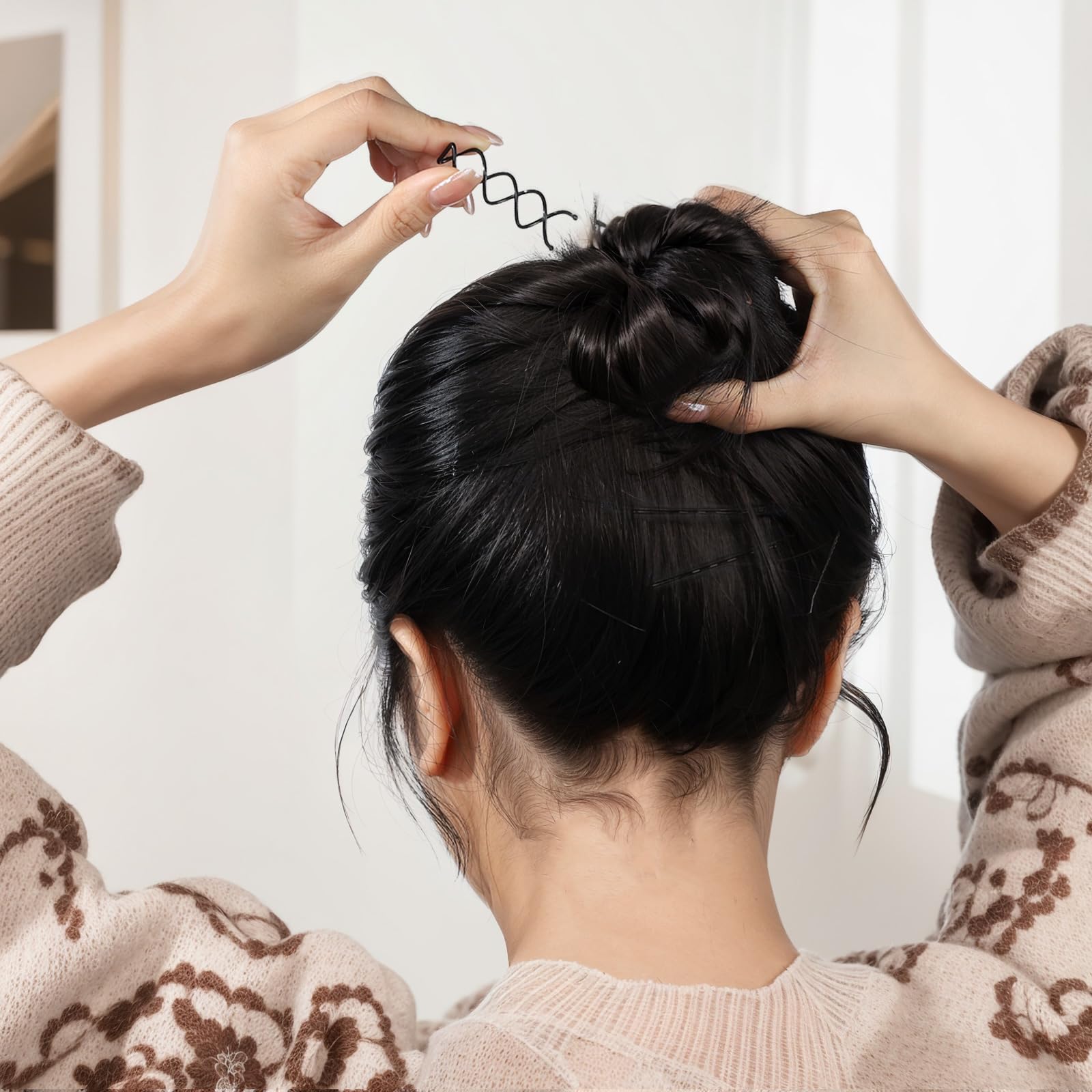 Side profile of the premium metal spiral bobby pins showing the flexible alloy structure.