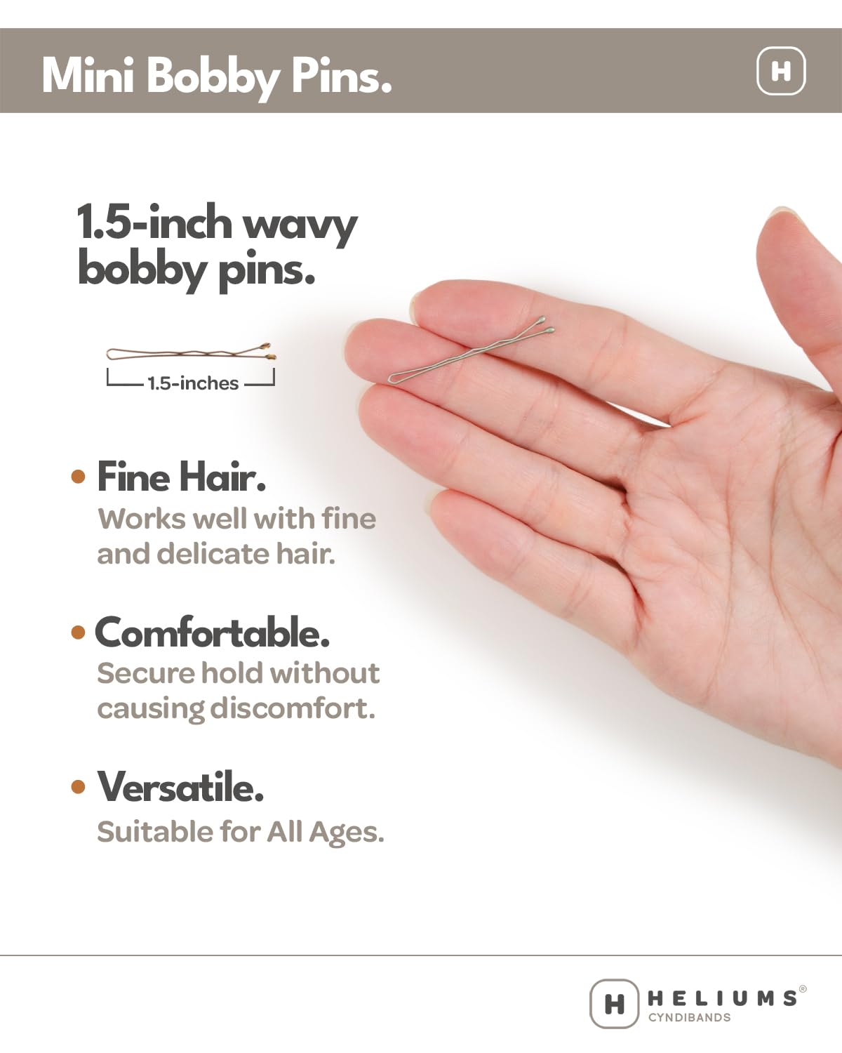 Close up of one point five inch small wavy hair pins for blonde hair styling