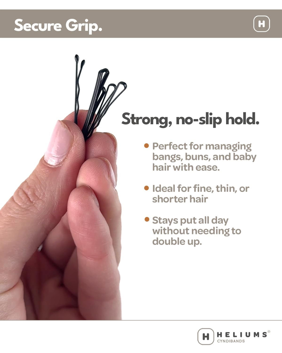 Heliums short non slip bobby pins designed for thin hair and children hairstyles