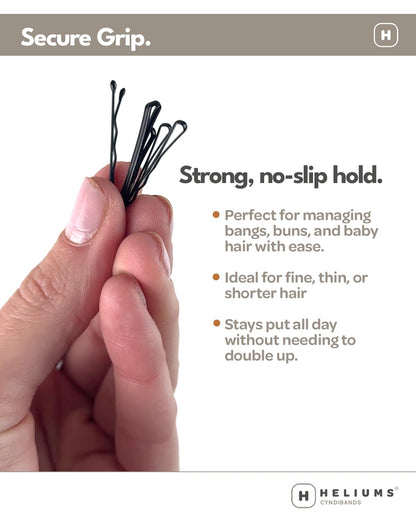 Heliums short non slip bobby pins designed for thin hair and children hairstyles