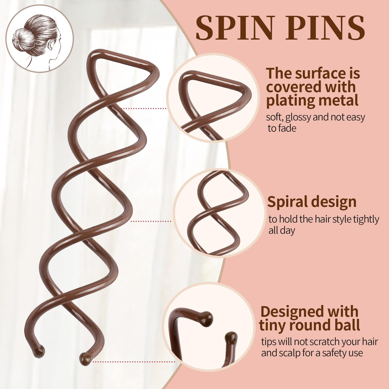 Fandamei twist screw hair pin bundle for secure hair buns