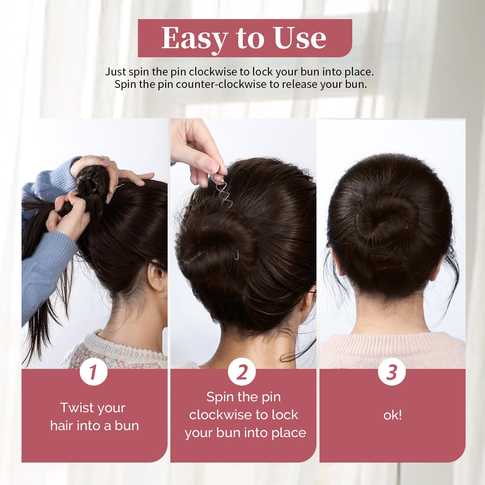 Fandamei stylish bun twist metal pins demonstrated for updos