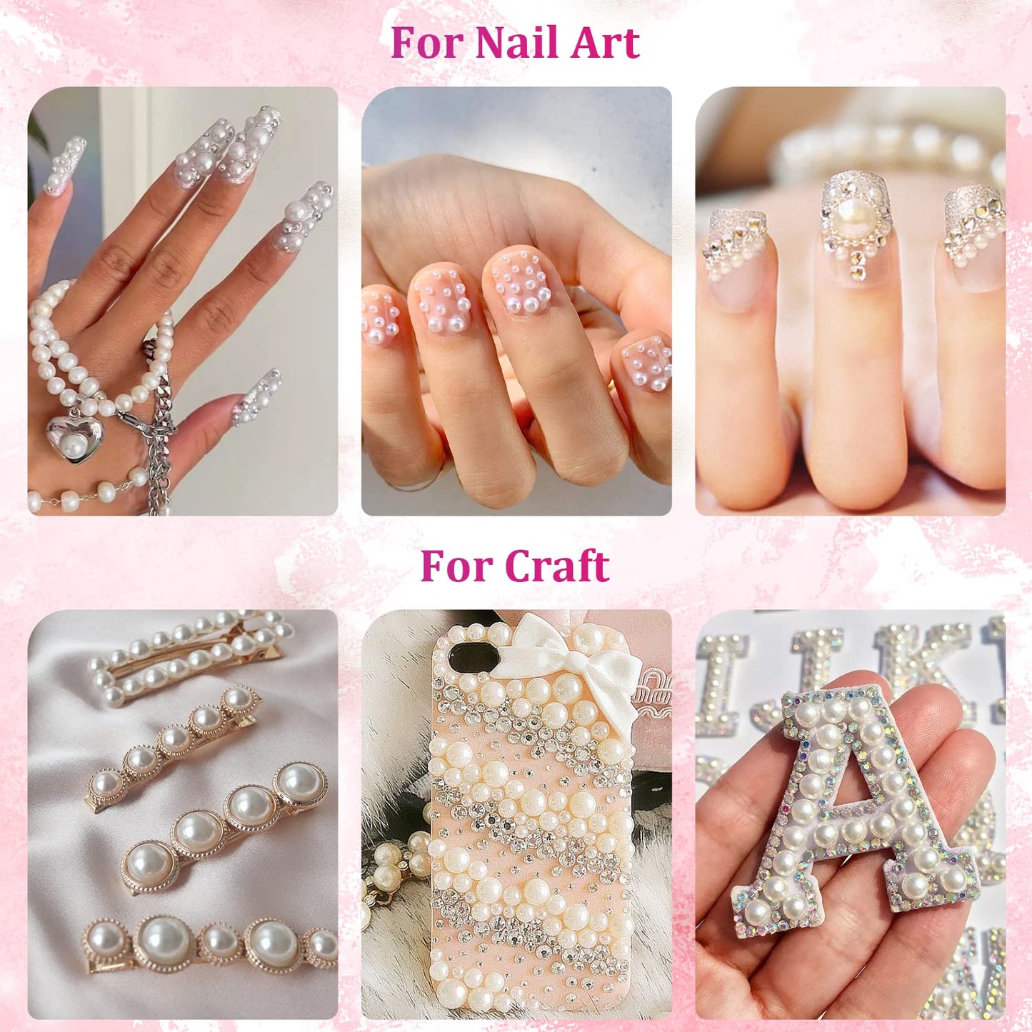 Flat back pearls arranged on a professional nail art design
