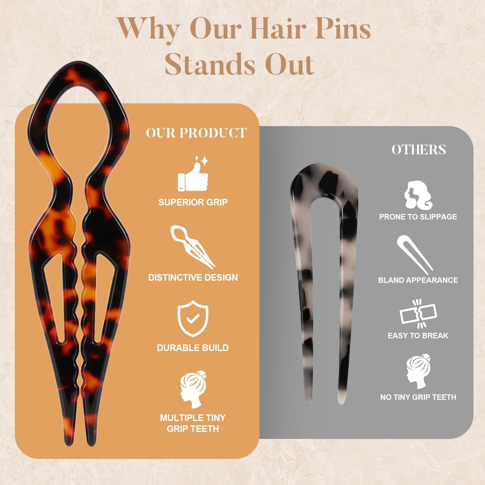 Detailed view of the smooth glossy finish and curved head-fitting profile of the prestige hair accessory