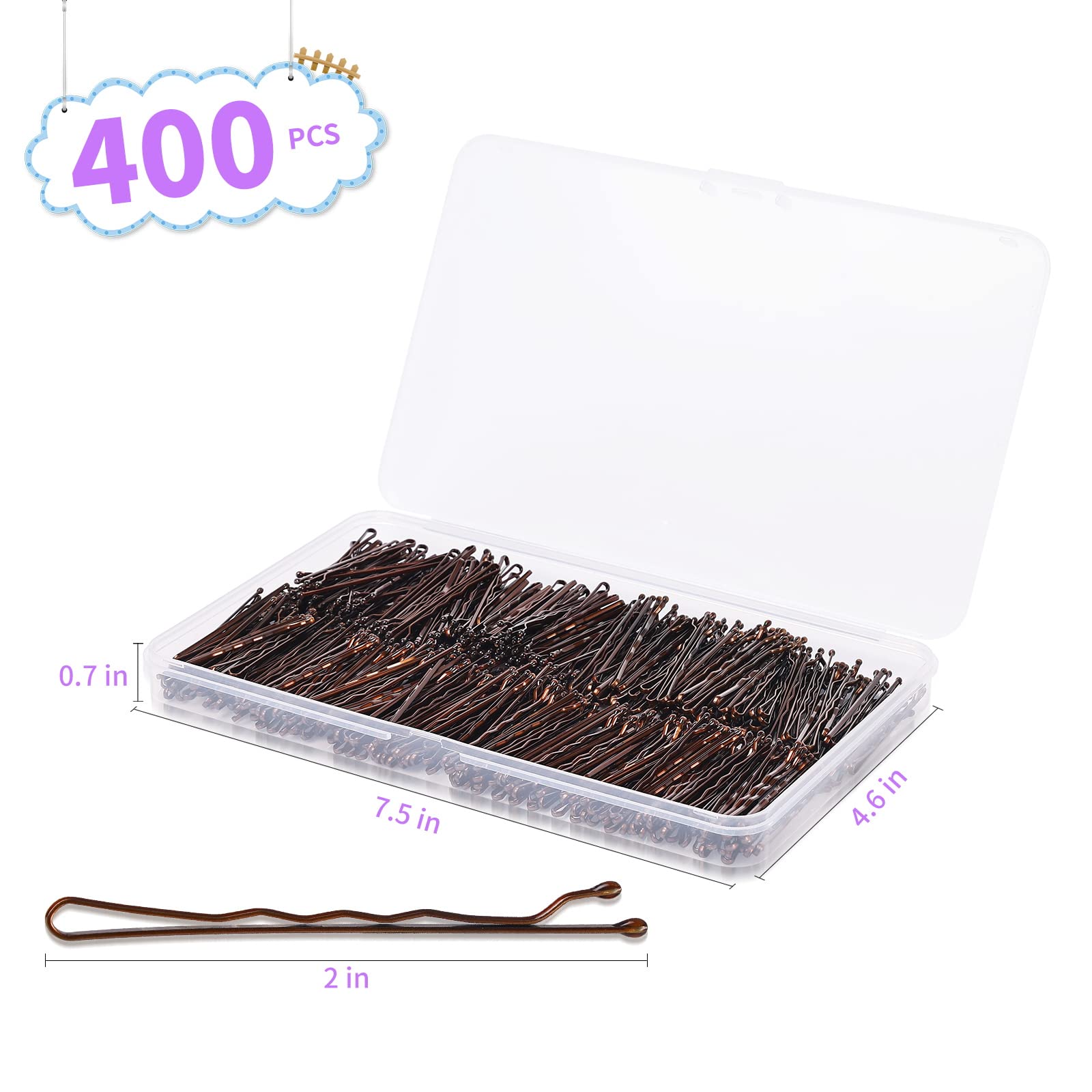 Two inch brown metal wave hairpins showing the non slip crinkled design detail