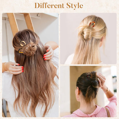 Side profile of a classic French twist hairstyle locked in place with a tortoise shell hair pin
