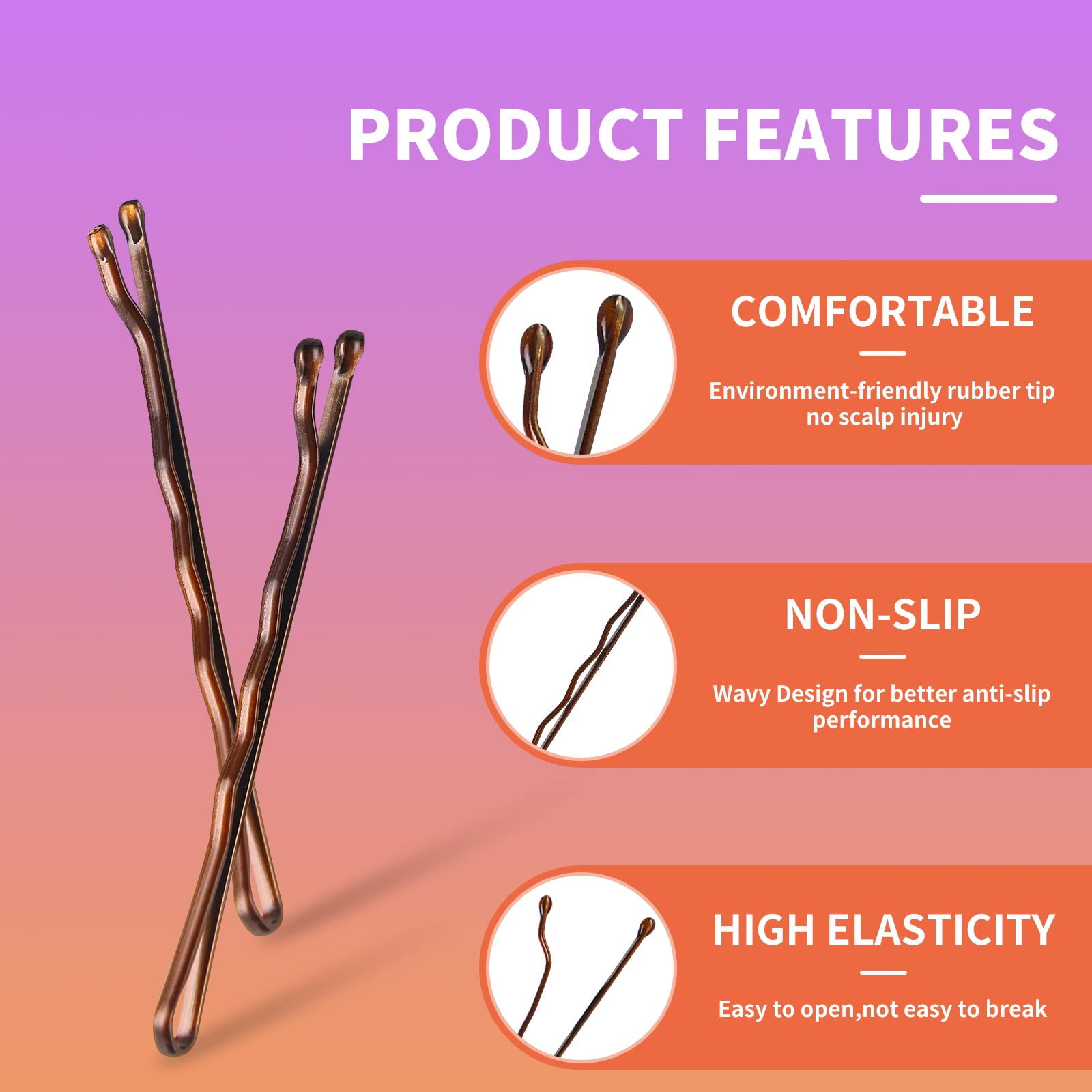 Premium invisible hair pins with thick protective ball tips for pain free application